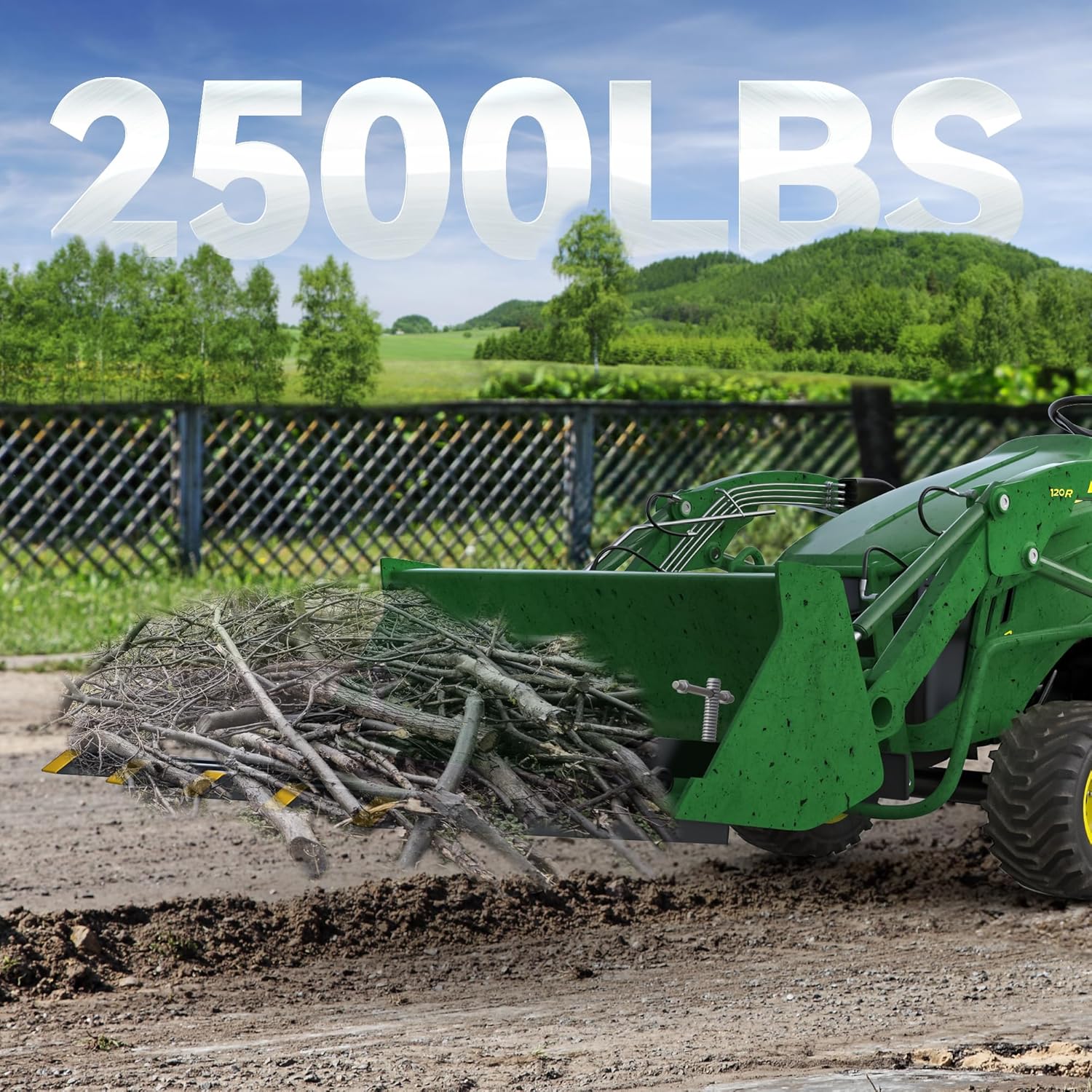 Clamp on Debris Forks for 48" Bucket, 2500 lbs Heavy Duty Pallet Forks Y3641