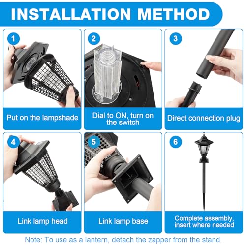 Solar Bug Zapper Outdoor Mosquito Repellent Trap for Camping Backyard H3405