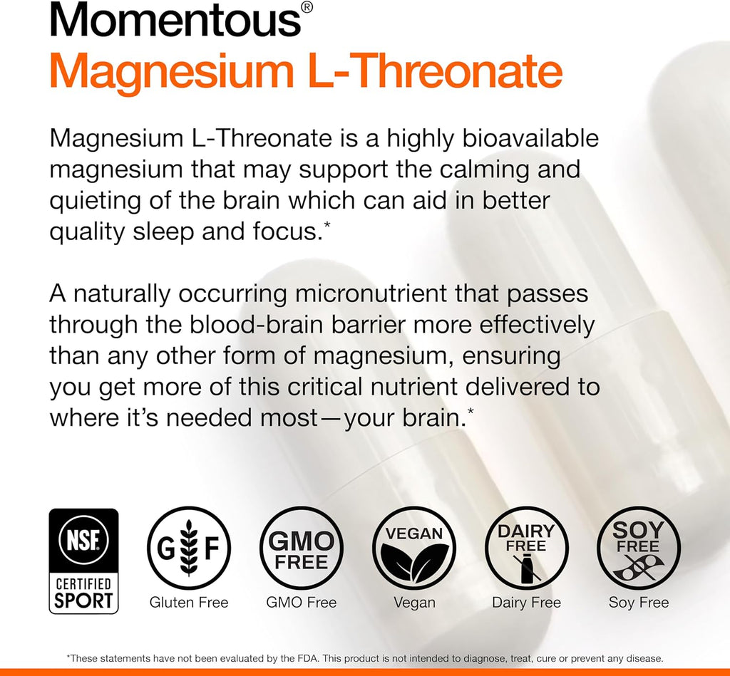 Magnesium L-Threonate 145mg Supplement for Cognitive Function & Rest Support D1418