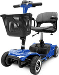 4 Wheel Mobility Scooter, Electric Power Mobile Wheelchair for Seniors Adult with Lights- Collapsible and Compact Duty Travel Scooter w/Basket Blue