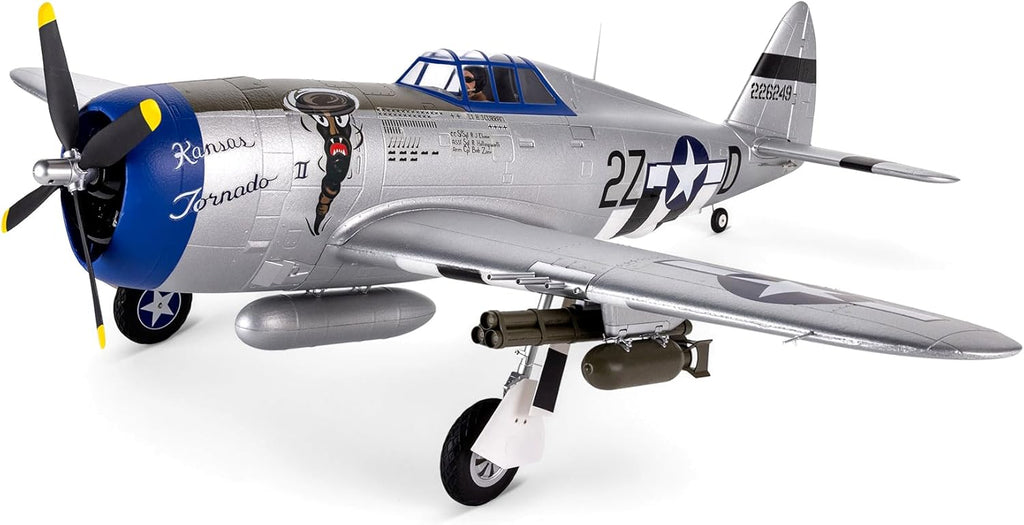 E-flite RC Airplane P-47 Razorback 1.2m BNF Basic-Transmitter Battery and Charger Not Included EFL08450 Airplanes B&F Electric
