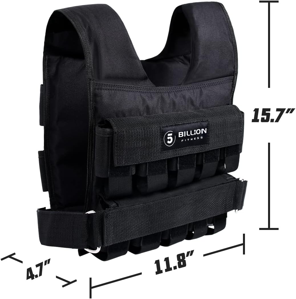 Adjustable Weighted Vest 0-44lbs with Solid Bar Weights for Strength Training I435
