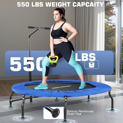 50" Rebounder Trampoline for Adults with Bar, 550 LBS Mini Trampoline U1305