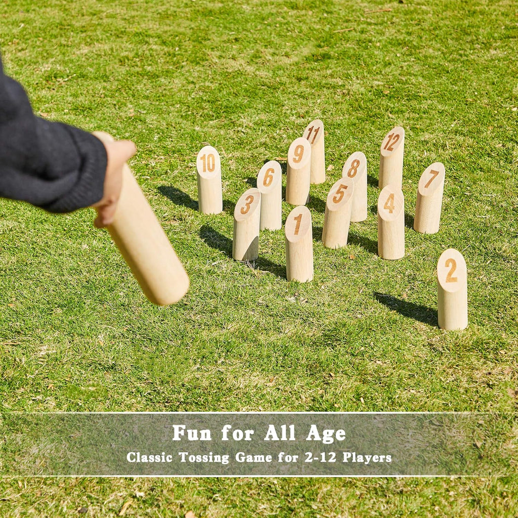 Wooden Throwing Game Set with Scoreboard and Carry Bag C391907