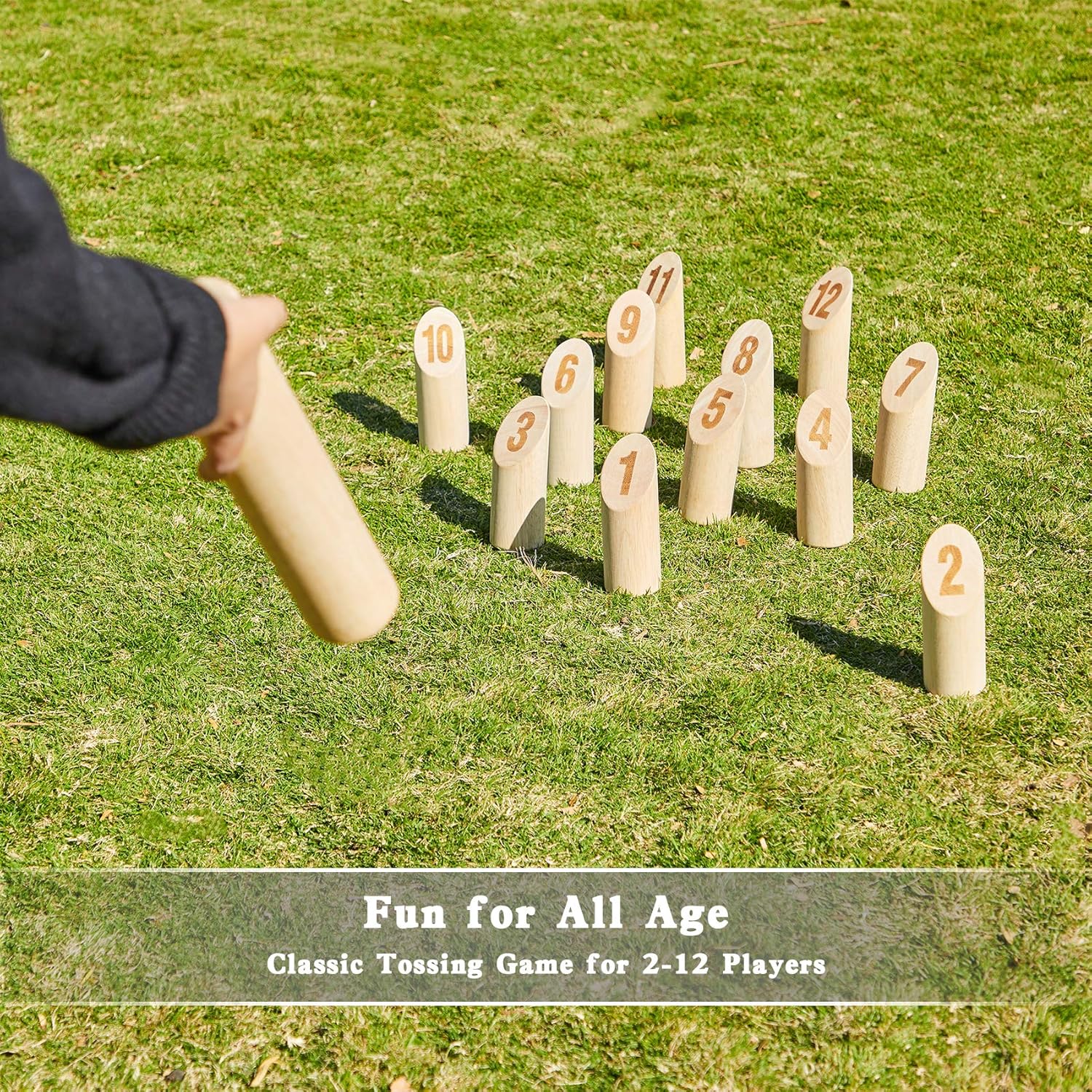 Wooden Throwing Game Set with Scoreboard and Carry Bag C391907