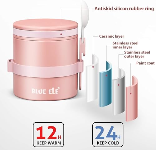 Leakproof Vacuum Insulated Thermos Lunch Container with Folding Spoon, 13.5oz C385694
