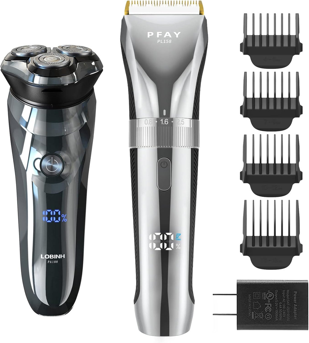 Electric Shaver for Men, 100% Washable Rotary Shaver, Wet & Dry Shaving with Pop-up Trimmer, 1 Hour Fast Charging with PFAY Beard Trimmer for Men Waterproof Cordless Hair Clipper