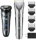 Electric Shaver for Men, 100% Washable Rotary Shaver, Wet & Dry Shaving with Pop-up Trimmer, 1 Hour Fast Charging with PFAY Beard Trimmer for Men Waterproof Cordless Hair Clipper