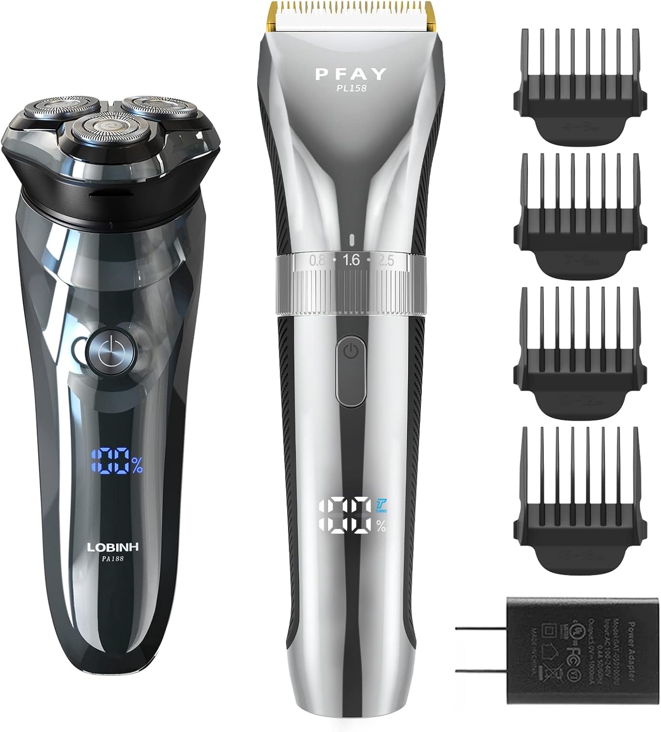 Electric Shaver for Men, 100% Washable Rotary Shaver, Wet & Dry Shaving with Pop-up Trimmer, 1 Hour Fast Charging with PFAY Beard Trimmer for Men Waterproof Cordless Hair Clipper