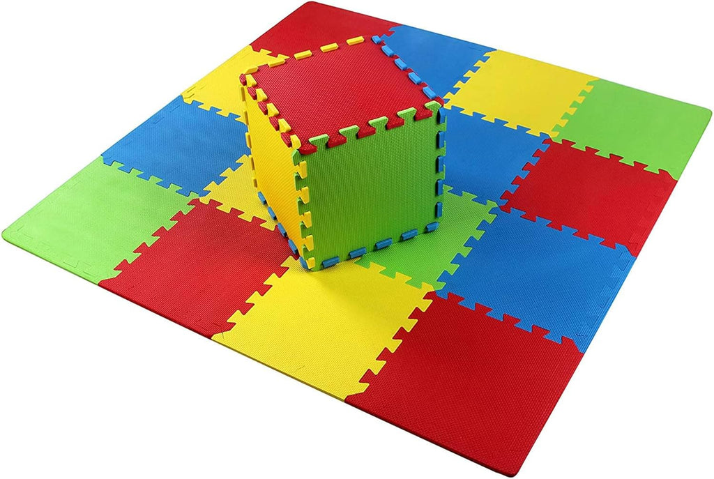 Non Slip Interlocking EVA Foam Floor Play Mat Set with Edges, 36 Sq Ft Y16518