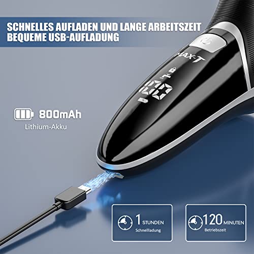 Electric Shaver for Men, Rechargeable Rotary Razor with Pop-Up Trimmer, IPX7 Waterproof V510