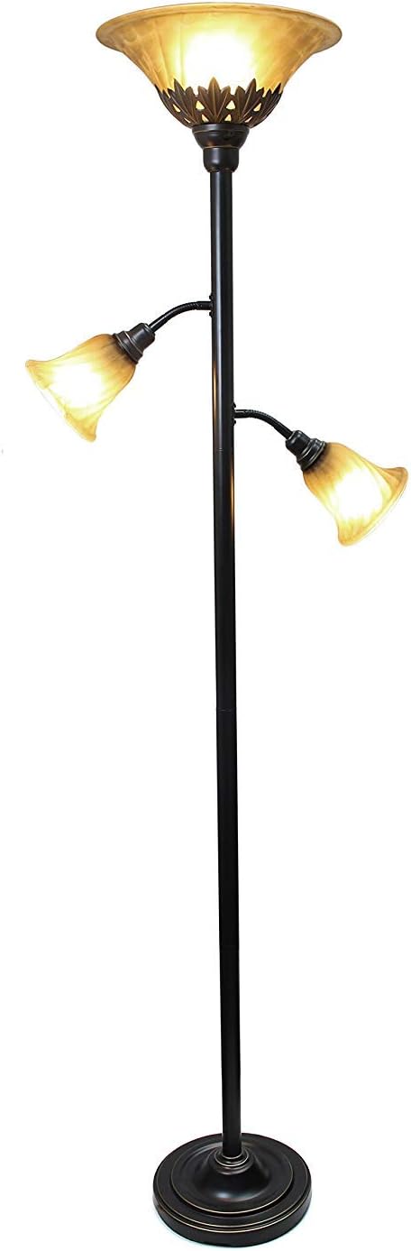 3 Light Floor Lamp with Scalloped Glass Shades T651