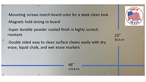 Magnetic Dry Erase Board for Wall, Silver, 23x46 inches Z766