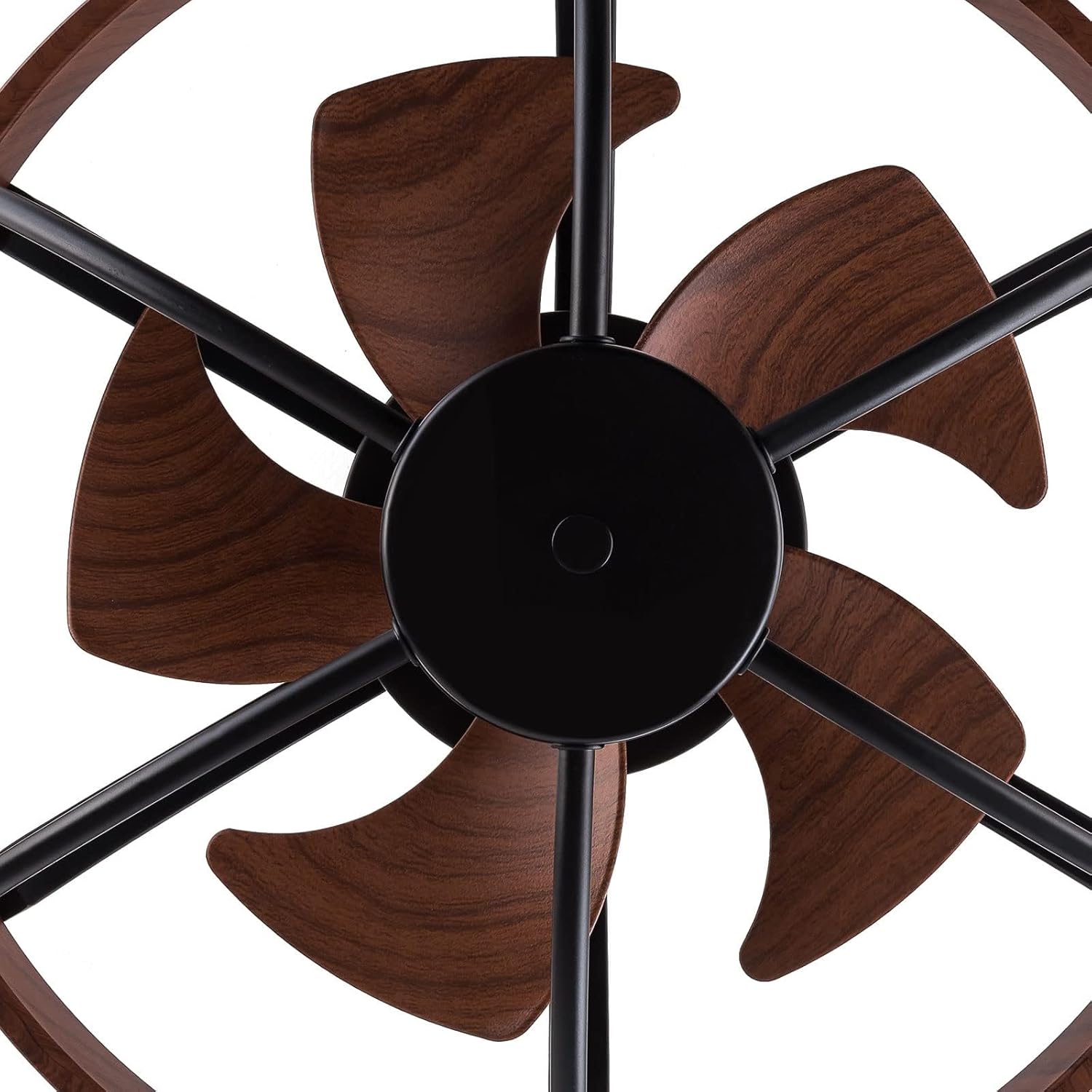 Enclosed Ceiling Fan with Light and Remote Control, Rustic Black Cage Design, 22 Inches P618080