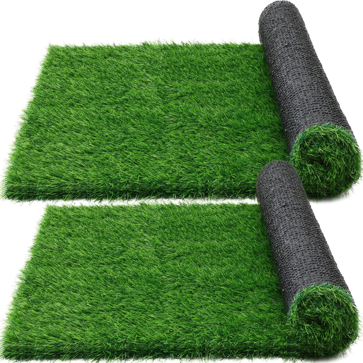 2 Pcs Artificial Grass, 52" x 26" x 1.57" Dog Pee Pads, Large Dog Potty Training Rug, Dog Grass Mat with Drainage Holes, Pet Turf Indoor Outdoor Fake Grass Doormat Decor, Easy to Clean