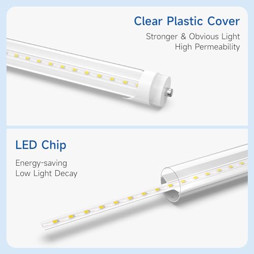 20-Pack 8FT LED Bulbs, Ballast Bypass, 6500K Daylight, T8 T10 T12 Replacement, FA8 Single Pin T983