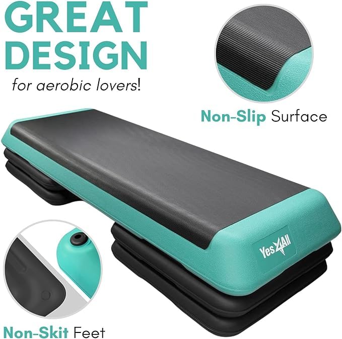 Adjustable Aerobic Exercise Step Platform with 4 Risers U398285