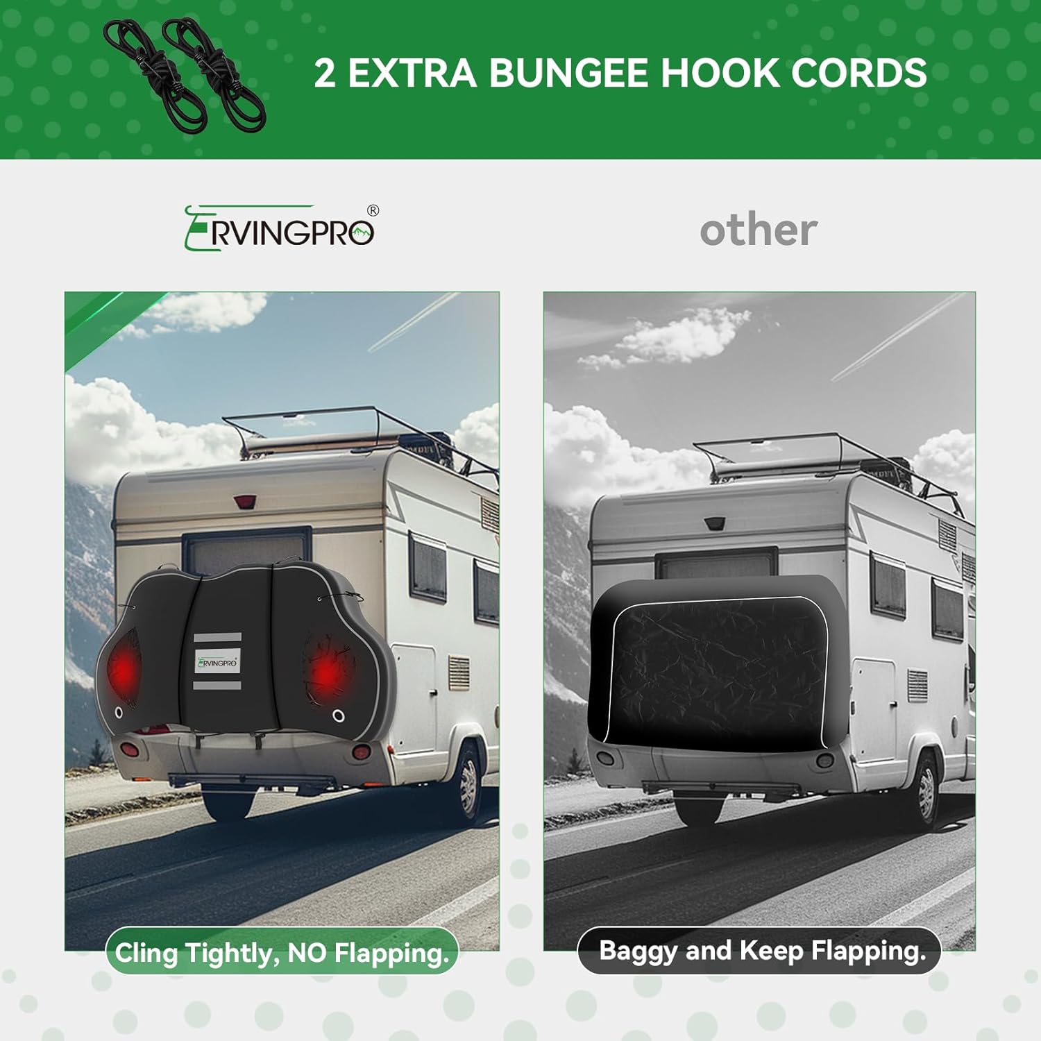 Bike Cover for 2 Bikes on Rear Rack, 600D Oxford Waterproof Outdoor Storage, with 2 Bungee Cords R1494