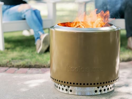 Smokeless Fire Pit with Stand, 19.5 Inch Portable Outdoor Stainless Steel Wood Burning Fireplace L5717