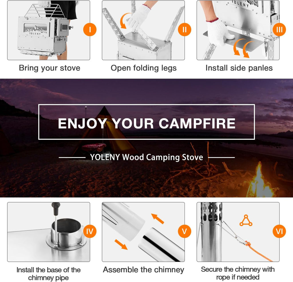 Wood Stove for Camping with Oven and Carry Bag V81136