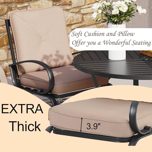 Patio Bistro Dining Spring Motion Chairs with Removable Cushion Seat, Metal Frame B319