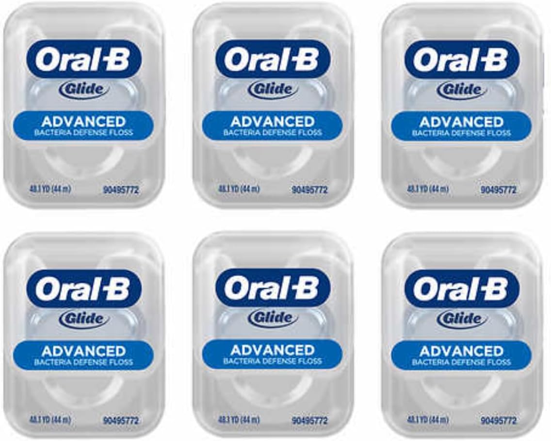 'Oral-B' Glide Advanced Bacteria Defense Floss 44m Each (6 Pack), White