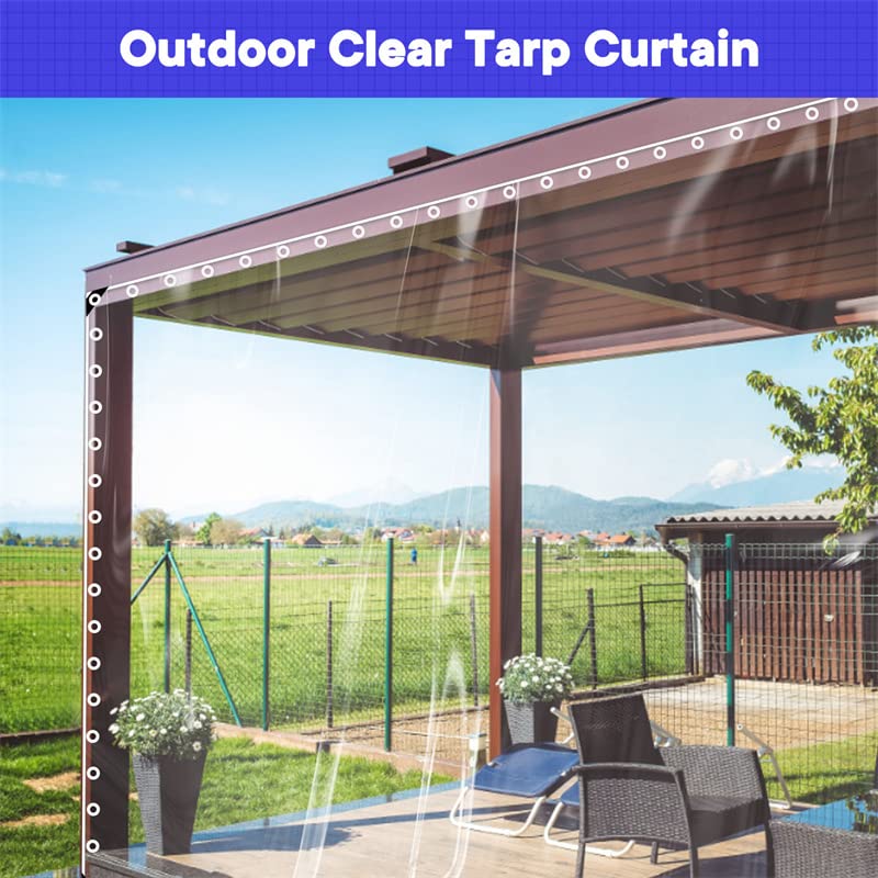 Clear Vinyl Tarp 8x8 FT Waterproof Heavy Duty with Metal Grommets K651
