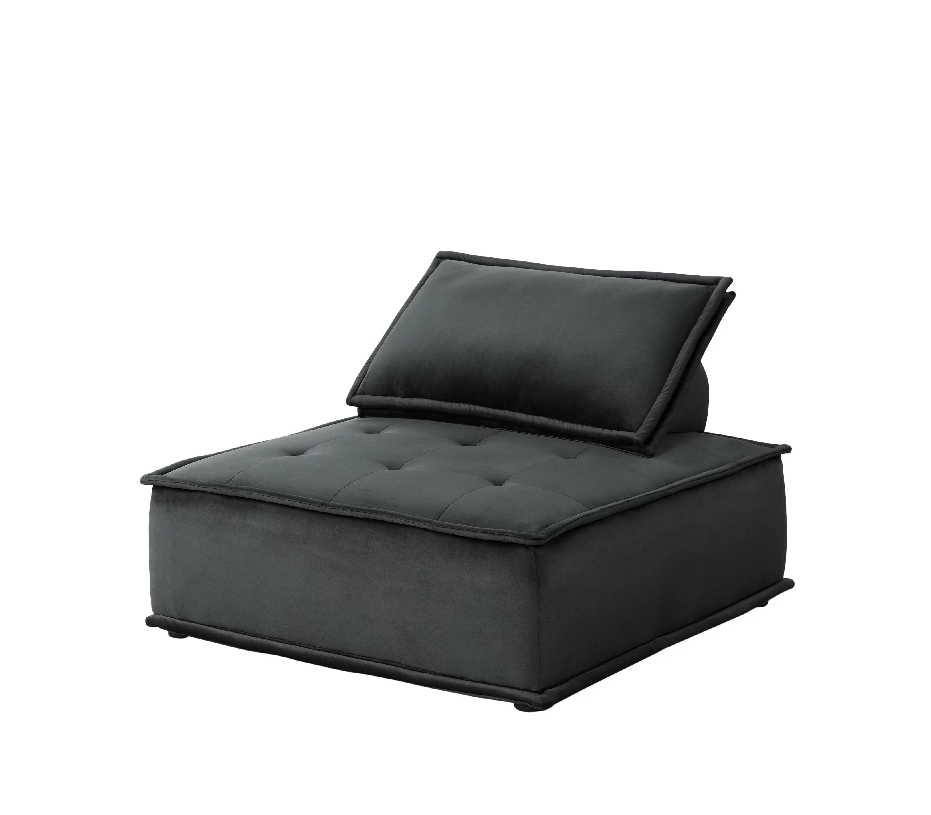 Armless Lounge Chair with Tufted Seat and Pocket Coil Springs U362