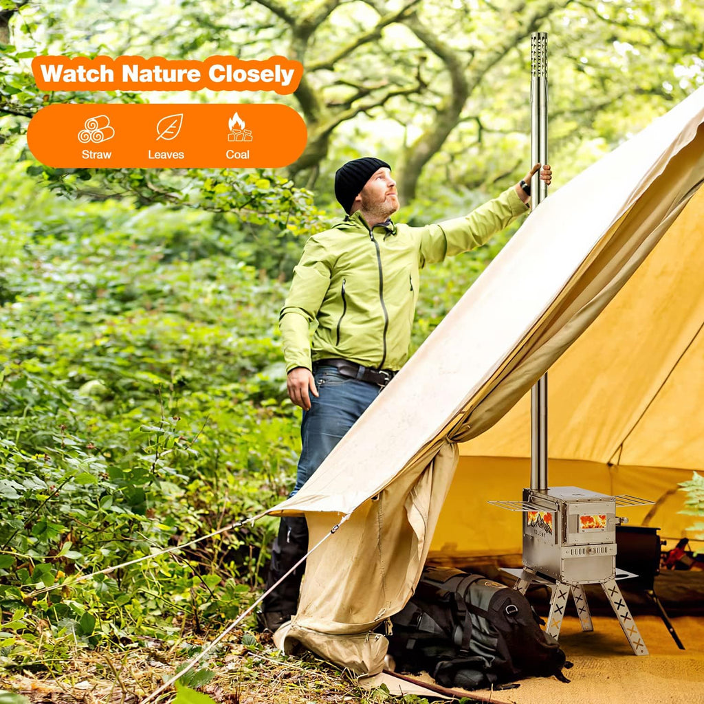 Wood Stove for Camping with Oven and Carry Bag V81136