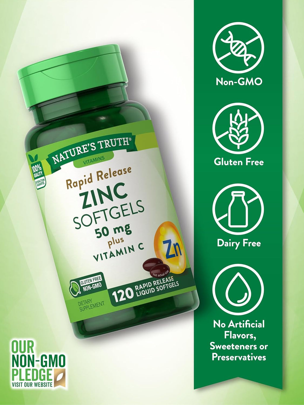 Zinc with Vitamin C Supplement, 120 Softgels C87461