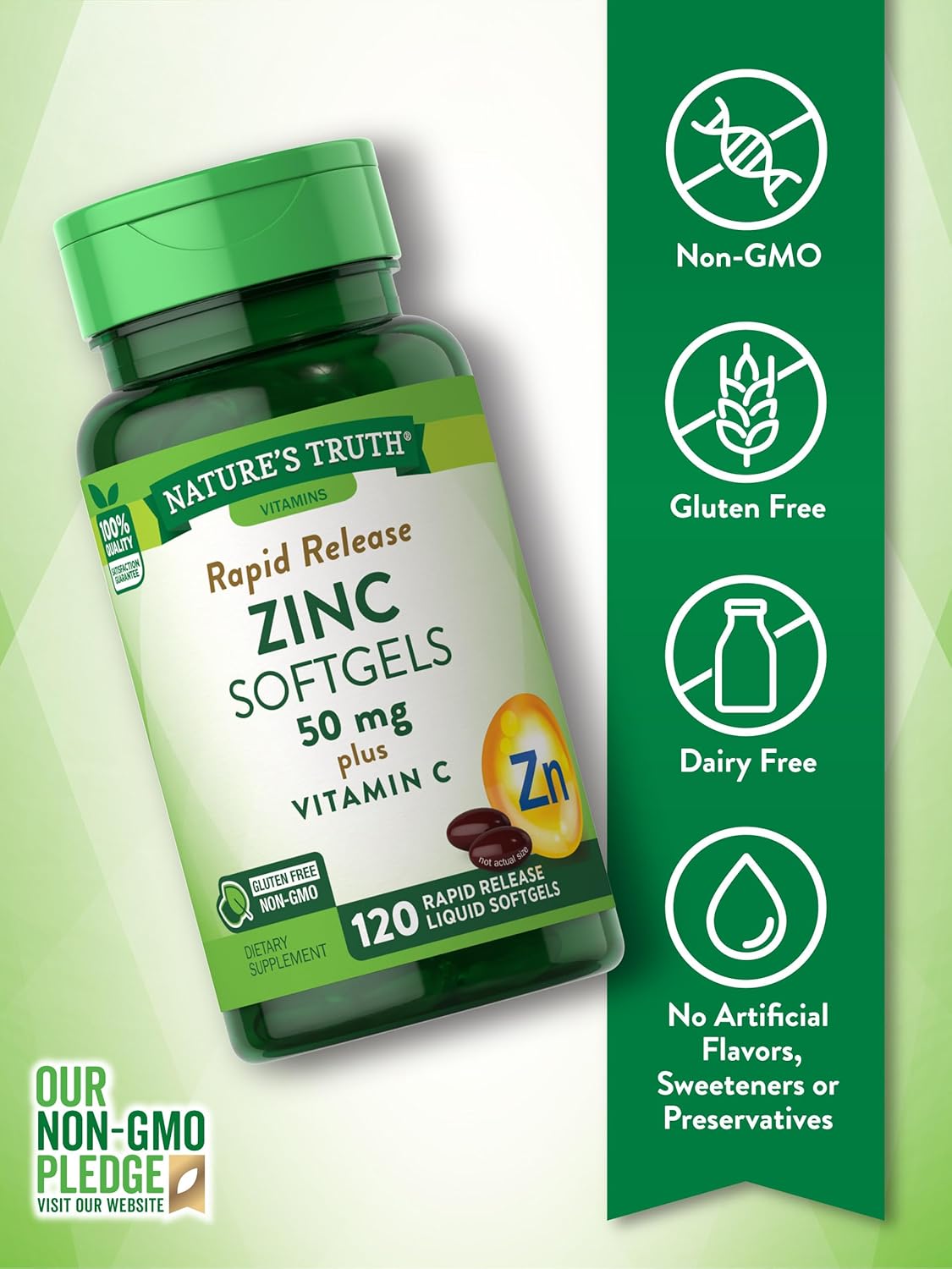 Zinc with Vitamin C Supplement, 120 Softgels C87461