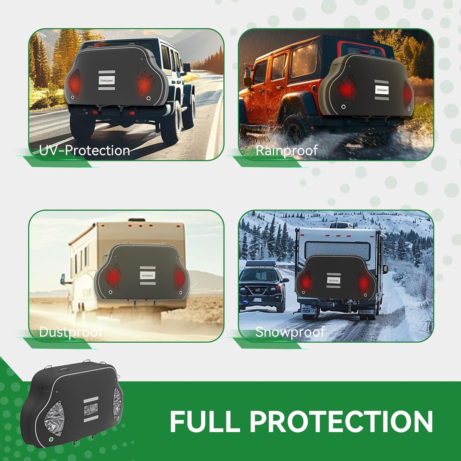 Bike Cover for 2 Bikes on Rear Rack, 600D Oxford Waterproof Outdoor Storage, with 2 Bungee Cords R1494