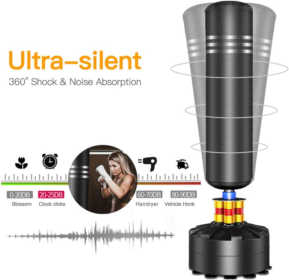 Freestanding Punching Bag with Suction Cup Stand for Home Gym Boxing Training, 69" Y54071