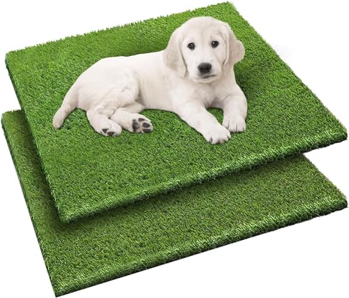 2 Pack 26"x30" Dog Grass Pee Pads, Reusable Artificial Grass Turf Rug for Puppy & Cats, Washable Fake Grass Mat Dog Pee Pad Replacement Outdoor Indoor Potty Training Pads with Drainage Holes