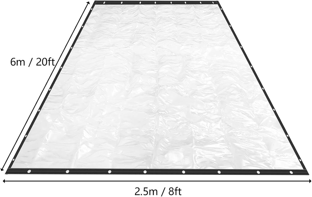 8×20FT Clear PVC Tarp Curtain Waterproof Patio Enclosure J408