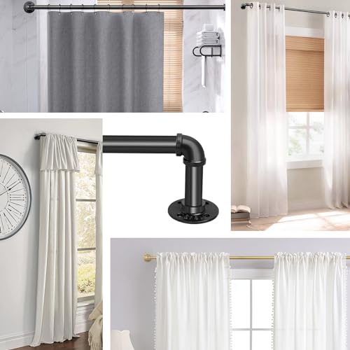 Curtain Rods for Windows 72-144", 1 Inch Industrial Black, Adjustable N77556