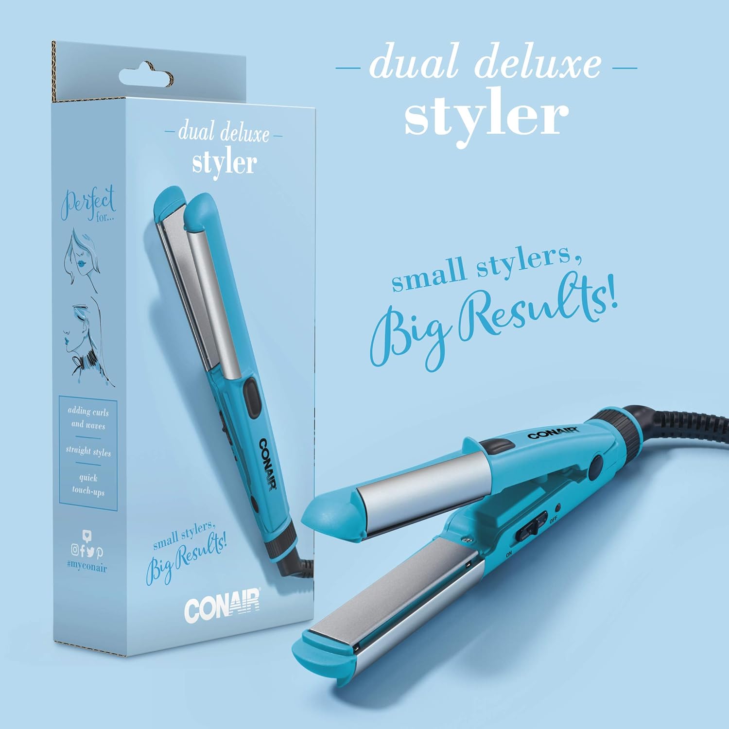 Mini Dual Styler for Curls, Waves, and Straightening V59985