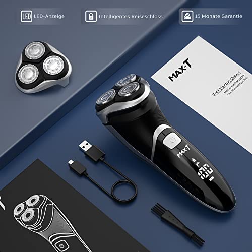 Electric Shaver for Men, Rechargeable Rotary Razor with Pop-Up Trimmer, IPX7 Waterproof V510