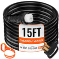 VEVOR 15 FT 50 Amp Generator Extension Cord NEMA 14-50P to SS2-50R & CS6364, STW 6/3+8/1 AWG 125/250V Generator Power Cord Twist Lock Connectors for Generator to House
