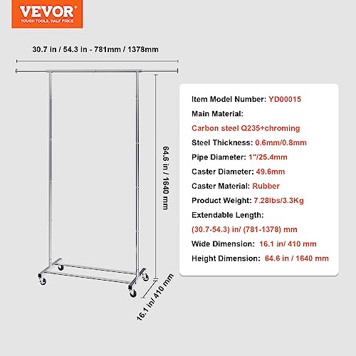 Heavy Duty Double Hanging Clothes Rack, Adjustable Height and Extendable Length with Bottom Storage R403