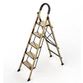 SOLADDER 5 Step Ladder, Folding Step Stool, Lightweight Aluminum Foldable Black Ladder for 10 Foot High Ceiling with Anti-Slip Wide Sturdy Pedal and Handgrip, Multi-Use for Home (300 lbs Capacity)