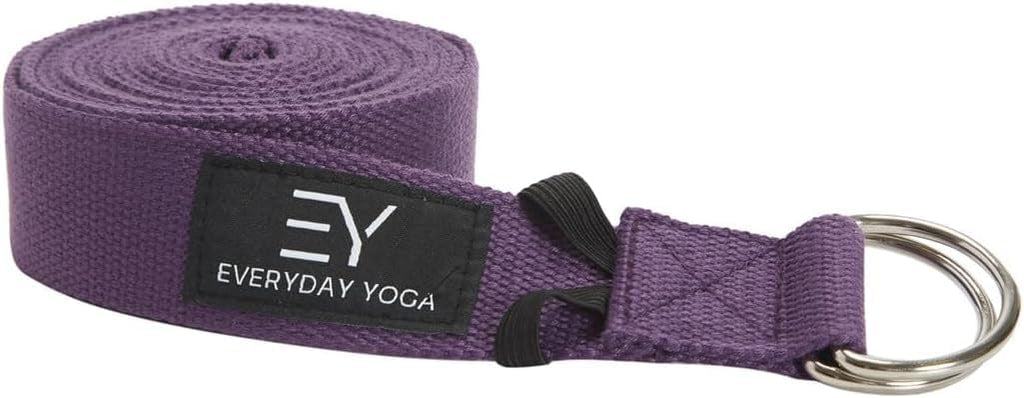 Everyday Yoga Bolster and Yoga Strap Set, Rectangular Meditation Pillow, Super Soft & Lightweight with Carry Handle - Firm Support for Restorative Yoga - Plum
