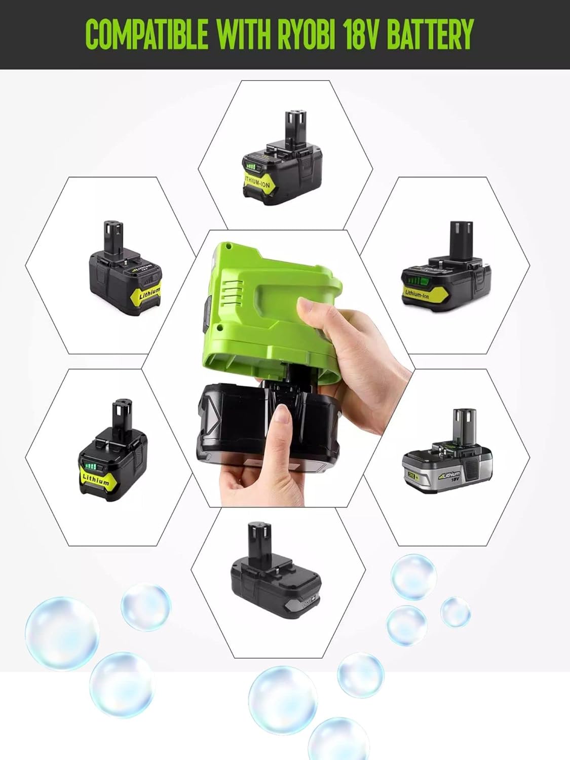 Portable Power Inverter for 18V Lithium Battery, USB Charger Adapter, 110V 120V O540985