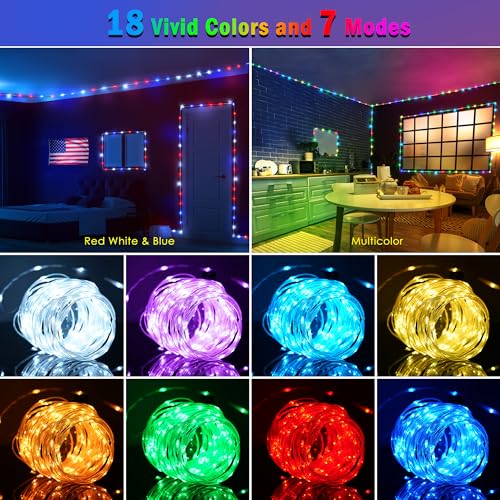 100FT 300 LED Connectable Rope Lights, 18 Color Changing Outdoor String Lights with Remote, IP68 Waterproof B33119
