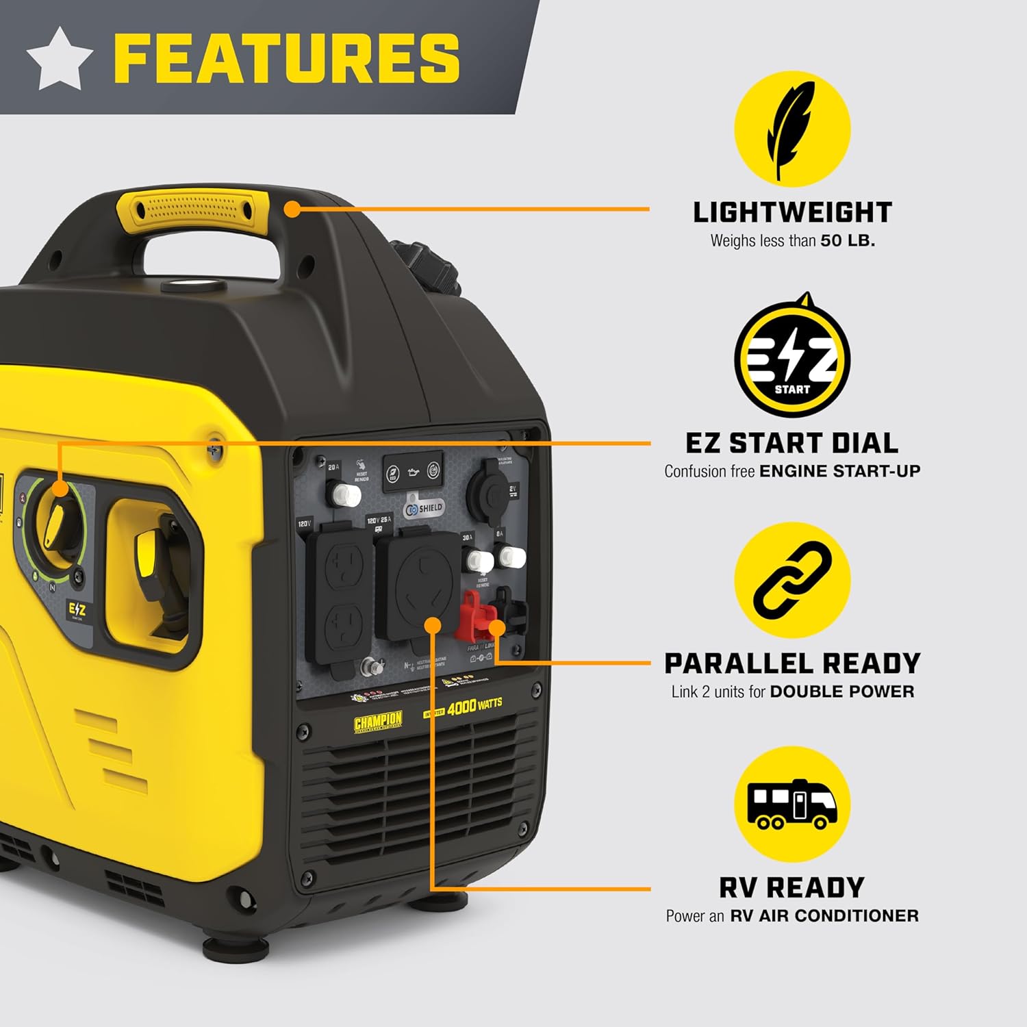 Portable Inverter Generator 4000-Watt RV Ready M437