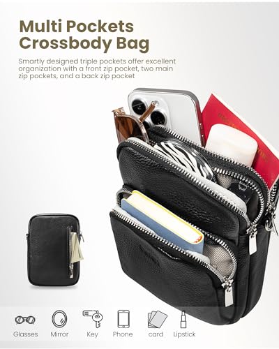 Small Genuine Leather Crossbody Bag with RFID Blocking Card Slots K420