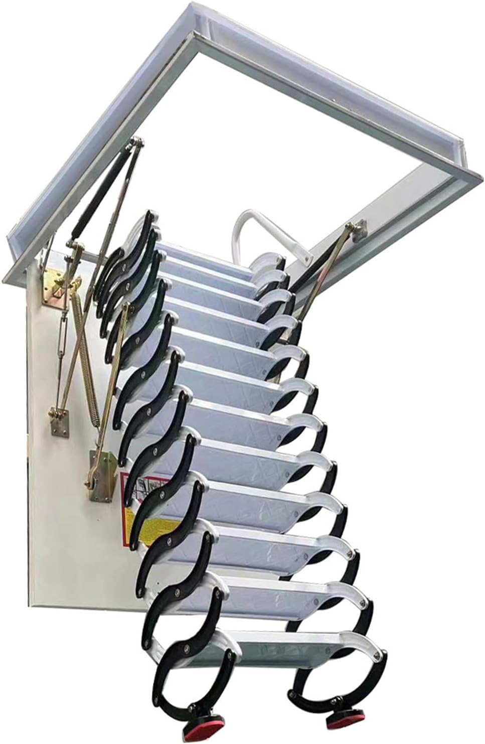 Retractable Pull Down Attic Ladder, 12 Steps Folding Ladder, 9.84ft Adjustable Height K617