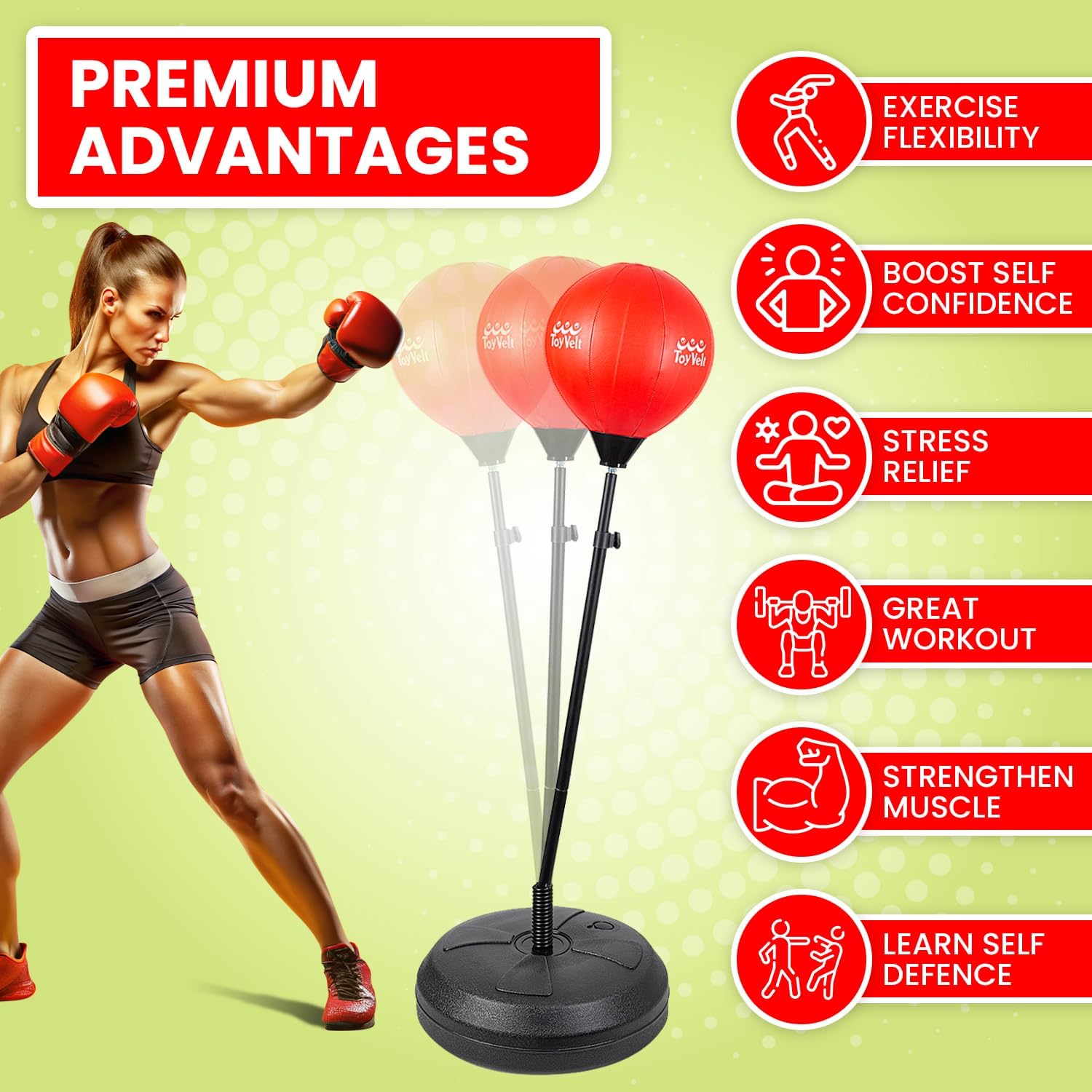 Punching Bag with Stand for Teens and Adults, Adjustable Boxing Equipment W33700
