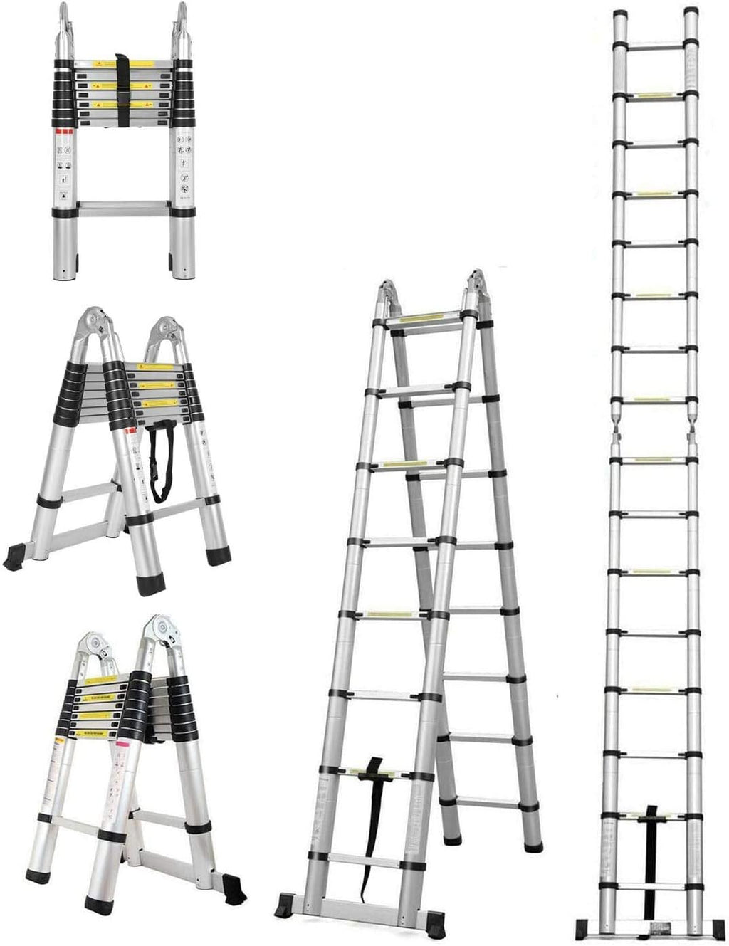 Telescopic Aluminum Extension Ladder 16 Steps with Slip-Proof Feet K859836