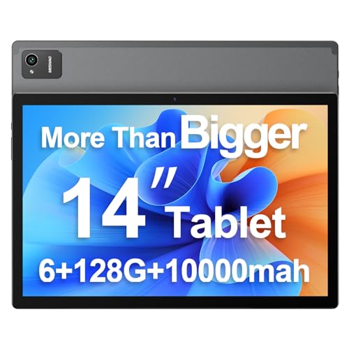 Tablet 14 Inch Android 13 Tablet, Large Tablet with 1200P IPS HD Big Screen, 8Core, 6GB+128GB, Wi-Fi 5, Max 256G TF Card Support, 10000mAh All-Day Battery Life, 5MP + 32MP Cameras-Space Gray